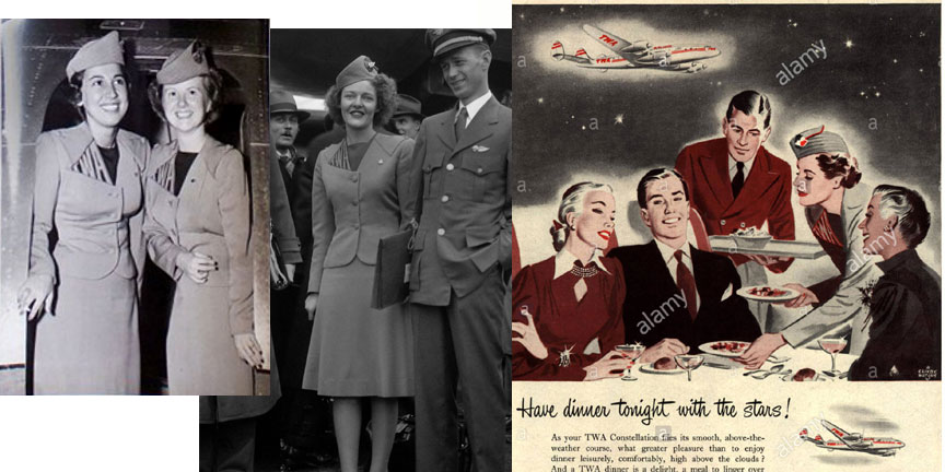 TWA hostess uniforms1944-1955 cut-out design by Howard Greer